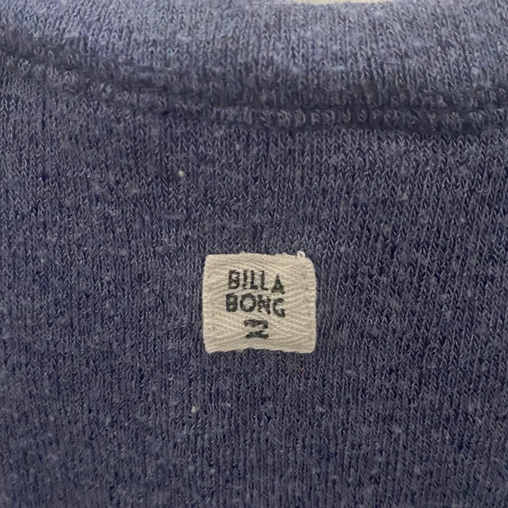 Billabong Women's Blue and White 3/4 Sleeve Tee. Soft and cozy. Size S.